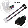Uxcell 10pcs 4 Pin Double End Conductor Led Rgb Strip Light Connector 10mm Wide To Controller Jumper For 5050
