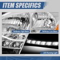 Auto Dynasty Ni2502216 Led Drl Headlight Lamp Compatible With Nissan Sentra 2013-2015 Driver Left Side Chrome Housing Amber