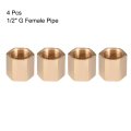 Brass Hex Rod Pipe Fitting G1 2 Female Thread Straight Coupling 4pcs