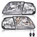 Headlights Assembly Headlamp For 1997-2003 Ford F150 2004 Heritage Fit 1997-2002 Expedition Halogen Clear Lens Chrome Housing 