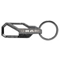 Ram Logo Laser Etched Topographic Black Metal Keychain Carabiner Style Snap Hook Official Licensed 3 75 In X 1