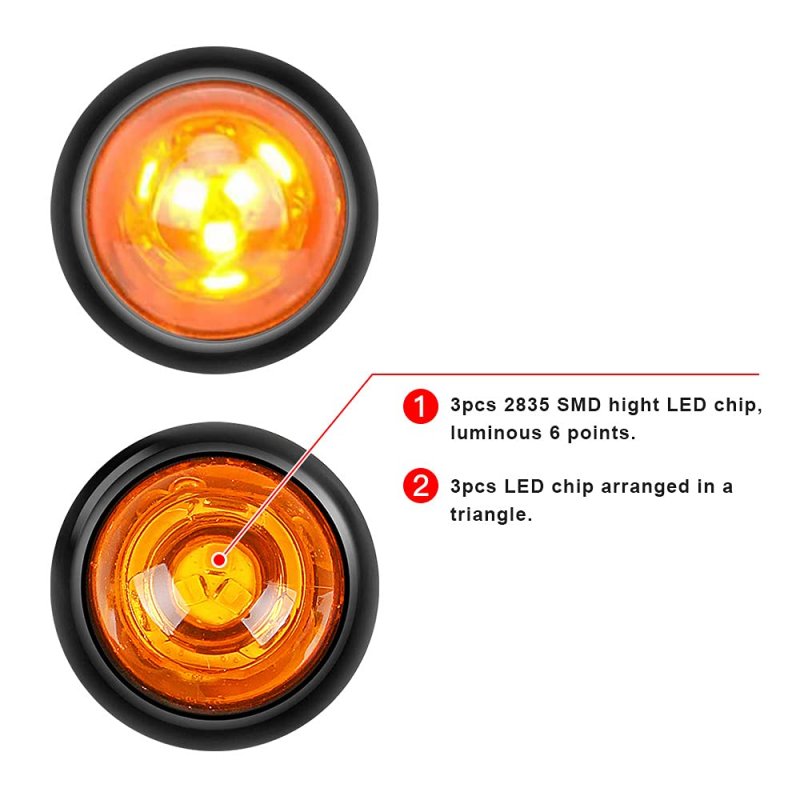 20 Pcs 3 4 Round Led Clearence Light Front Rear Side Marker Indicators Dot Certification For Trailer Truck Car Bus Rv Van