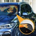 Silhouette Of Two Firemen Fighting A Huge Fire Burning Timber Auto Car Front Sunshade Windshield Automobile Window Foldable