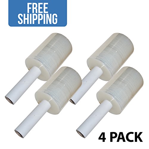 Stretch Wrap 5 X 1000 With Built-in Handle 90 Gauge 4 Pack Shippers Supplies Pallet Film Plastic Industrial Strength Hand