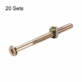 Uxcell M6 X 70mm Furniture Bolts Nut Set Hex Socket Screw With Barrel Nuts Phillips-slotted Zinc Plated 20 Sets