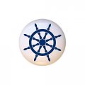 Ship Helm Wheel Design Navy Blue 02 Knob From The Nautical Miscellaneous Collection 1 5 Ceramic Cabinet Dresser Drawer Pull
