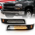 Acanii For 1999-2002 Chevy Silverado 1500 2500 3500 00-06 Suburban Tahoe Black Led Bumper Parking Singal Lamps Lights