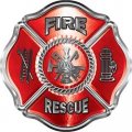 Weston Ink Reflective Traditional Fire Rescue Fighter Maltese Cross Sticker Decal In Red 