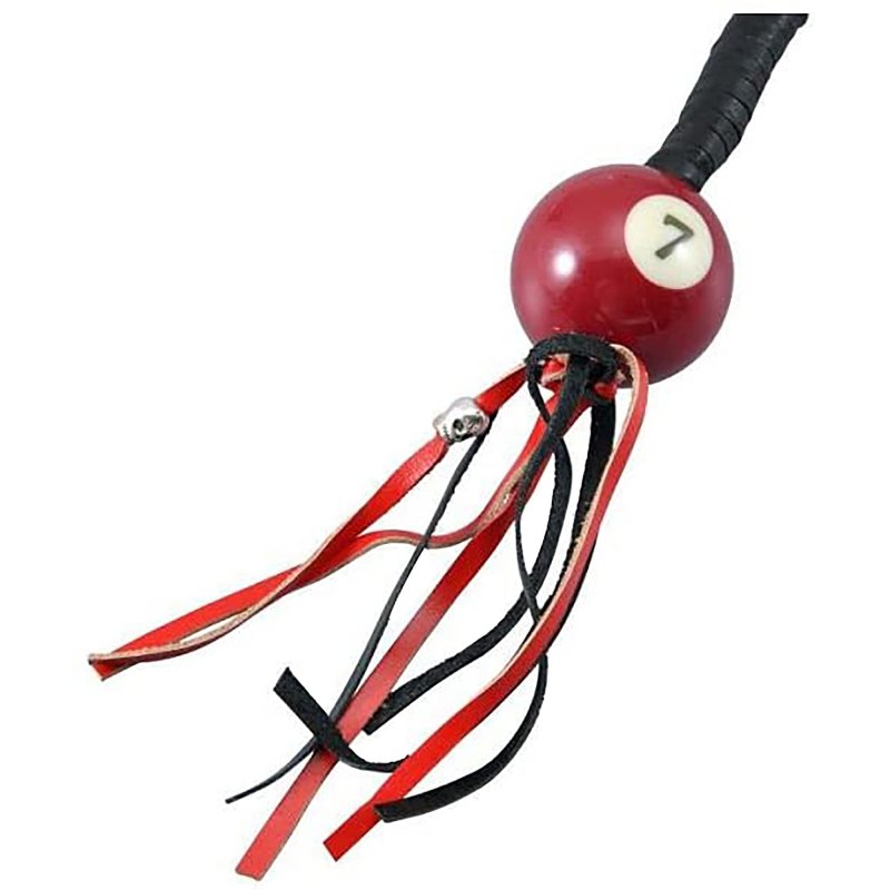 Dream Apparel 36 Leather Motorcycle Get Back Whip For Handlebar Fringed Biker With Pool Ball Black And Red