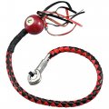 Dream Apparel 36 Leather Motorcycle Get Back Whip For Handlebar Fringed Biker With Pool Ball Black And Red 