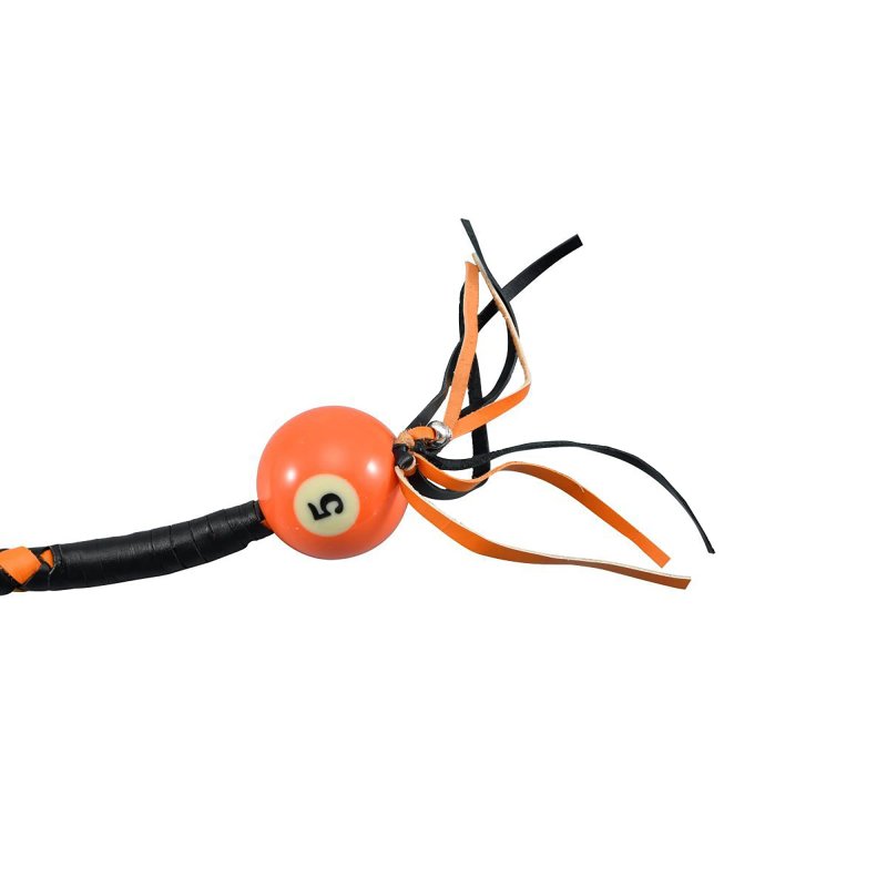 Dream Apparel 36 Leather Motorcycle Get Back Whip For Handlebar Fringed Biker With Pool Ball Black And Orange