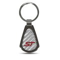 Ford St Silver Genuine Carbon Fiber Black Metal Teardrop Key Chain Official Licensed