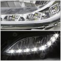 Replacement For Veloster Pair Of Bumper Driving Fog Lights W White Led Drl Chrome Housing Clear Lens