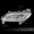Replacement For Veloster Pair Of Bumper Driving Fog Lights W White Led Drl Chrome Housing Clear Lens