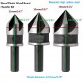 Dtacke 3pc 1 4 Round Shank 5 Flutes Countersink Drill Bit Set 82 Degree Chamfer For Wood Plastic Board 12mm 0 47 16mm 62 19mm