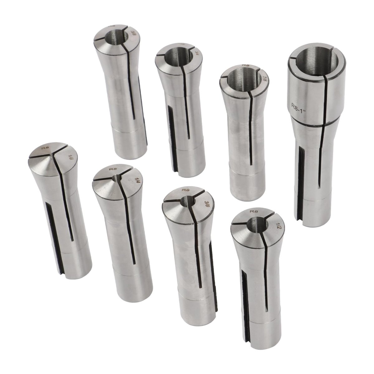 8 Piece High Accuracy Fractional Collet Set 1 8 To In For Cnc Lathe And Milling Heat Treated Spring Steel Tool Chucks End Mills
