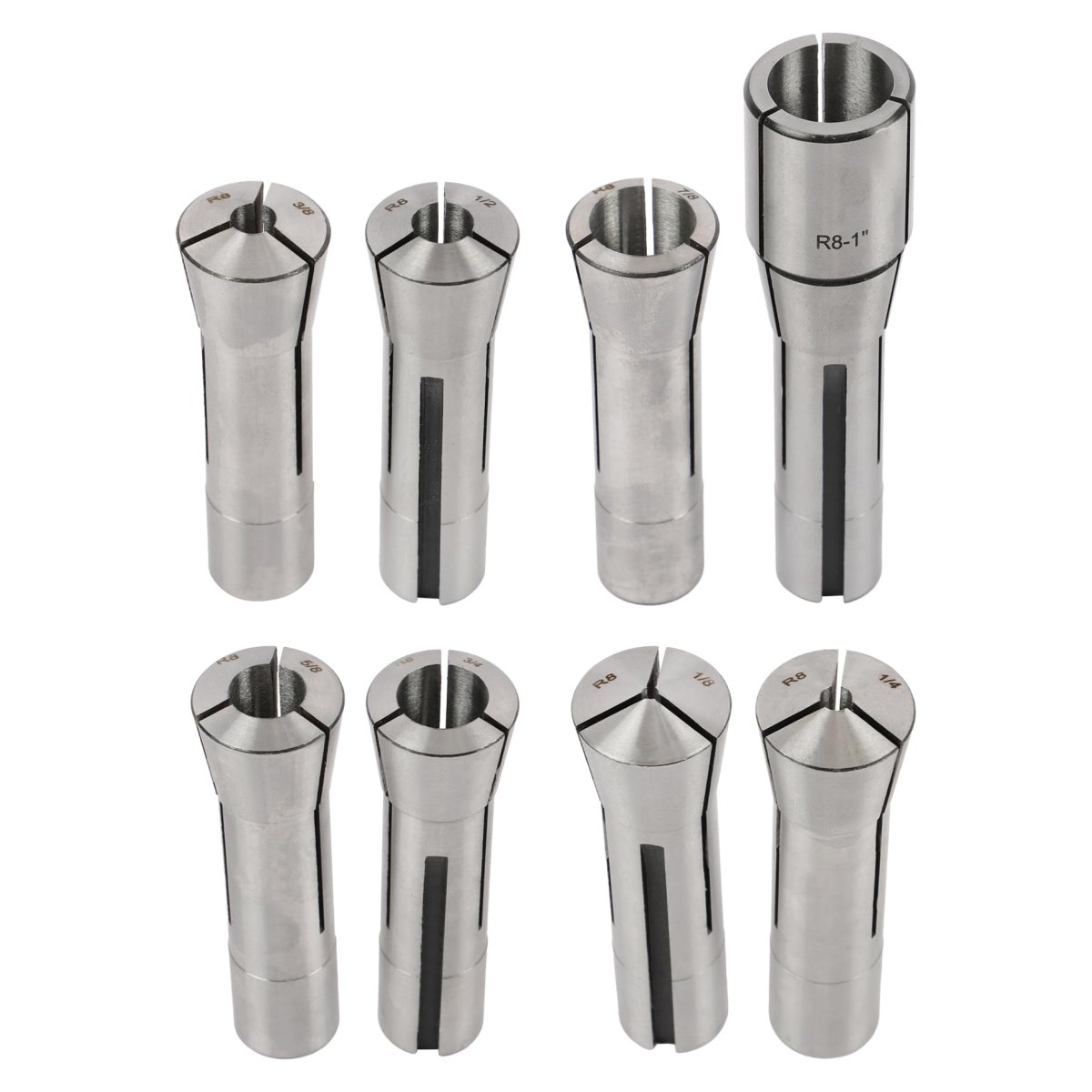 8 Piece High Accuracy Fractional Collet Set 1 8 To In For Cnc Lathe And Milling Heat Treated Spring Steel Tool Chucks End Mills