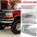 Pair Of Chrome Housing Crystal Lens Headlight Assembly Lamps Compatible With Ford F-150 F-250 F-350 Bronco 92-98