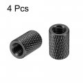 Uxcell 1 4-20 X 10mm 15mm Aluminum Alloy Hand Screw Nuts Diamond Knurl Knurled Camera Tripod Pass Hole Nut Black 4pcs