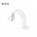 Uxcell Pvc Pipe Straps 50pcs 32mm 1-1 4 Conduit Clamp Clip Two Hole Plastic For Pipes Cables