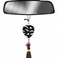Seamless White Swimming Axolotls Algae Leaves On Dark Love Shape Crystal Glass Car Pendant Rearview Mirror Necklace For Rear
