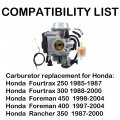 Waltyotur Carburetor Carb Replacement For Honda Fourtrax 250 300 Foreman 400 450 1998-2004 Rancher 350 1987-2000