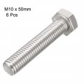 Uxcell M10x50mm Hex Bolts 304 Stainless Steel Hexagon Screw Bolt 6pcs