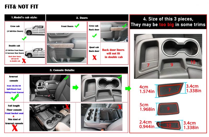 Anti Dust Mats For Chevy Silverado 1500 And Gmc Sierra 2019 2021 Red Interior Car Cup Holder Inserts Center Console Door Pocket