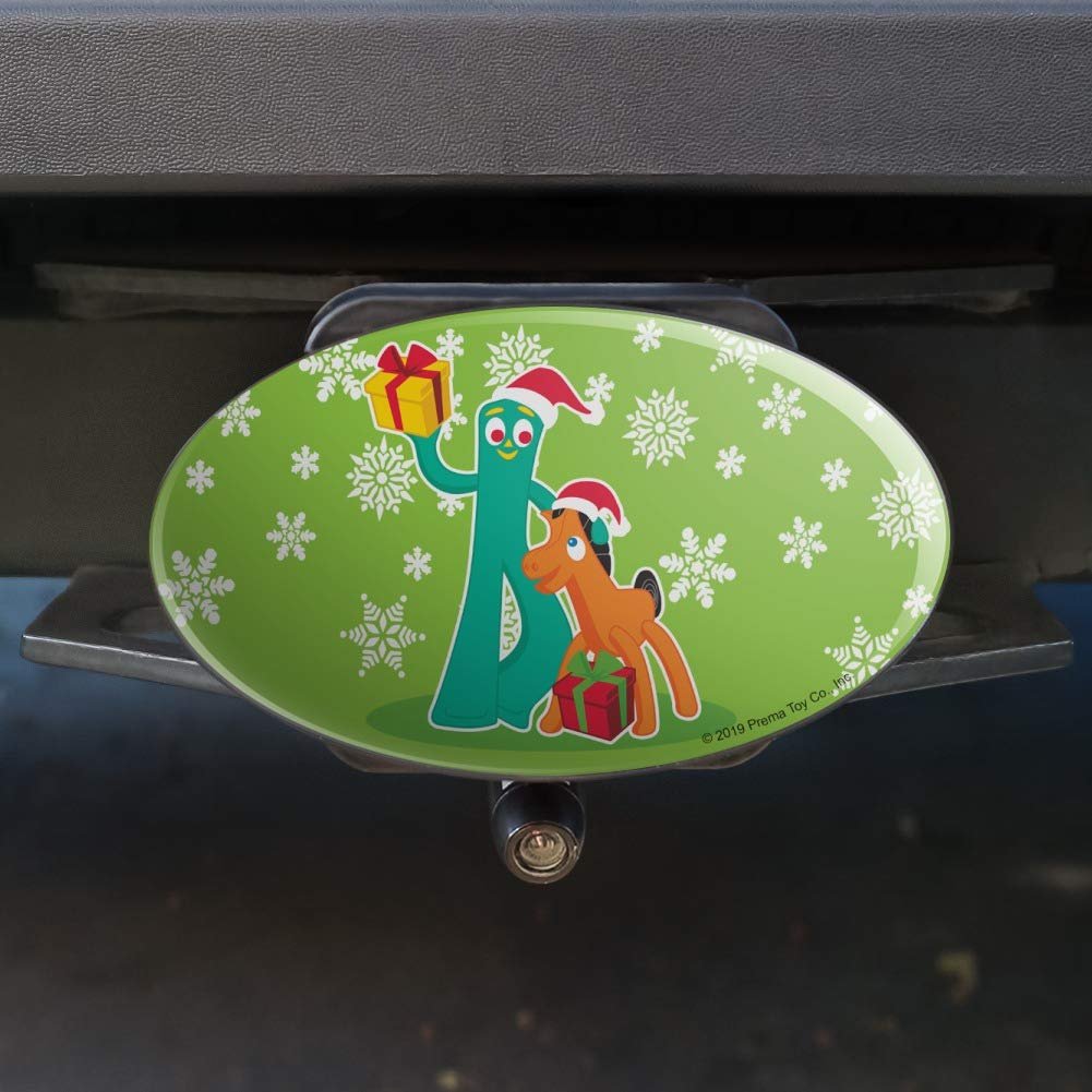 Gumby And Pokey Exchanging Gifts For Christmas Oval Tow Trailer Hitch Cover 2 In Receiver Black Abs Plastic With Uv Resistant