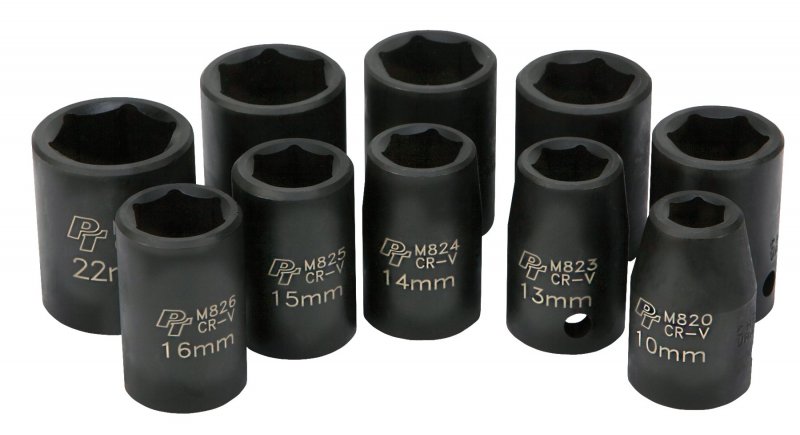 Performance Tool M593db Mechanics 10 Piece 1 2-inch Drive Metric Impact Socket Set