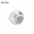Uxcell 4 -40 Nylon Insert Hex Lock Nuts Carbon Steel White Zinc Plated Pack Of 50