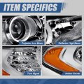 Factory Style Projector Headlight Lamp Compatible With Ford Fusion 2013-2016 Passenger Right Side Chrome Housing Amber Corner