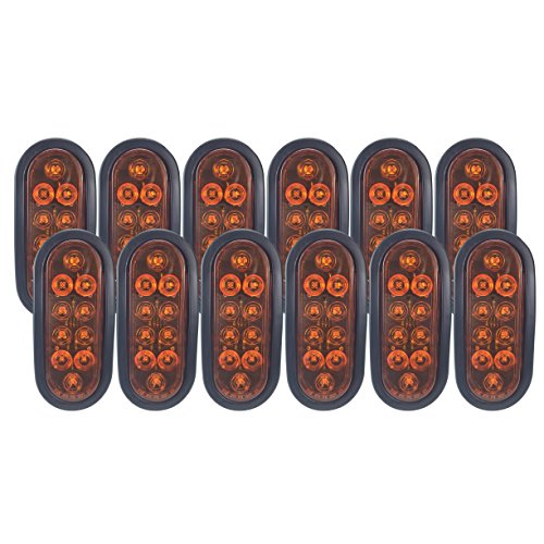 12 New Long Haul Trailer Truck Led Sealed Amber 6 Oval Stop Turn Tail Lights