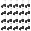 100 Pcs 0 26 Inch Cable Clips Flat Ethernet Clamps With Steel Nails Wire Cord Holder For Wires Management Black 