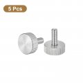 Uxcell M5x12mm Knurled Thumb Screws 5pcs 304 Stainless Steel Flat Head Fully Threaded Bolts Grip Knobs Fasteners