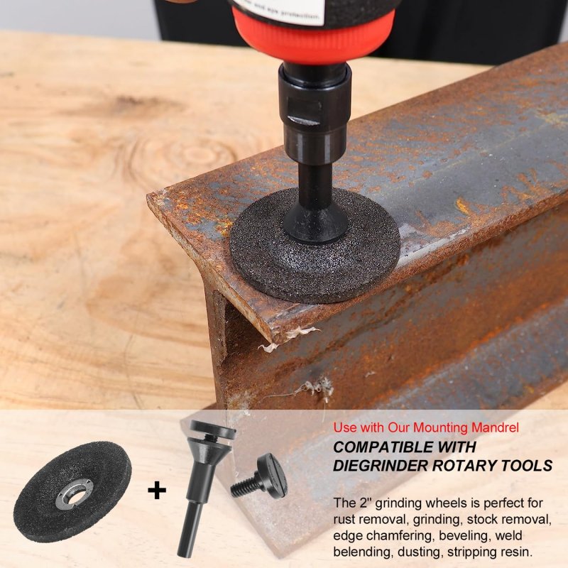 Si Fang 2 Inch Die Grinder Grinding Wheels With Mounting Mandrel For Drill Rotary Tool Depressed Center Wheel Discs 3 8 Arbor 1