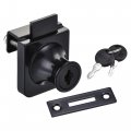 Uxcell Display Cabinet Glass Lock Single Door Latch Keyed Different Zinc Alloy Black Finish For 5-8mm Thickness