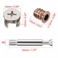 Uxcell 3-in-1 Furniture Connecting Kit 15mm Outer Dia Cam Fitting M6x40mm Dowel Screws M6 Pre-inserted Nut 10 Sets