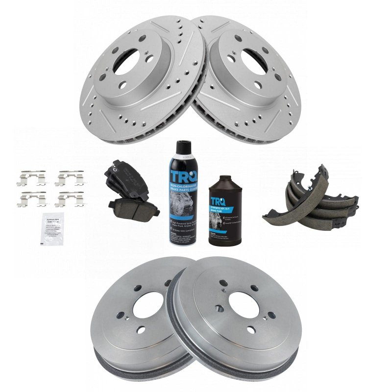 Trq Front Rear Ceramic Pad Performance Rotor Drums Shoe Kit For Toyota Prius