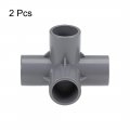 Uxcell 4-way Elbow Pvc Pipe Fitting Furniture Grade 20mm Size Tee Corner Fittings Gray 2pcs