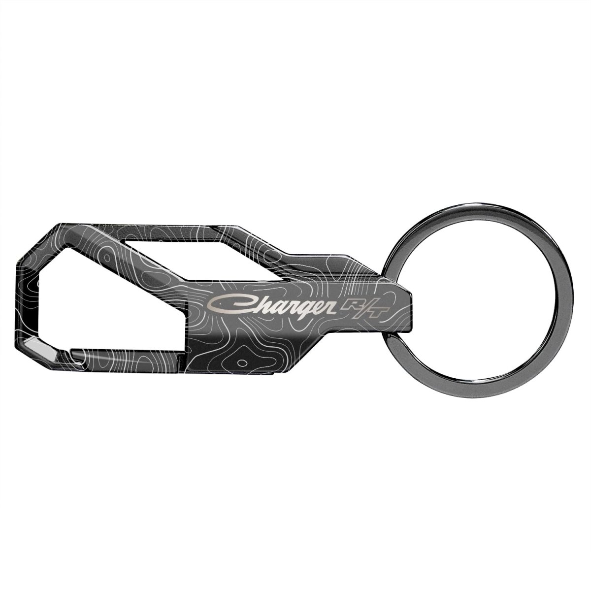 Dodge Charger R T Classic Laser Etched Topographic Black Carabiner Style Snap Hook Metal Key Chain Official Licensed 3 75 In X
