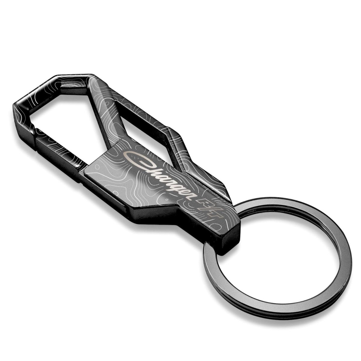 Dodge Charger R T Classic Laser Etched Topographic Black Carabiner Style Snap Hook Metal Key Chain Official Licensed 3 75 In X