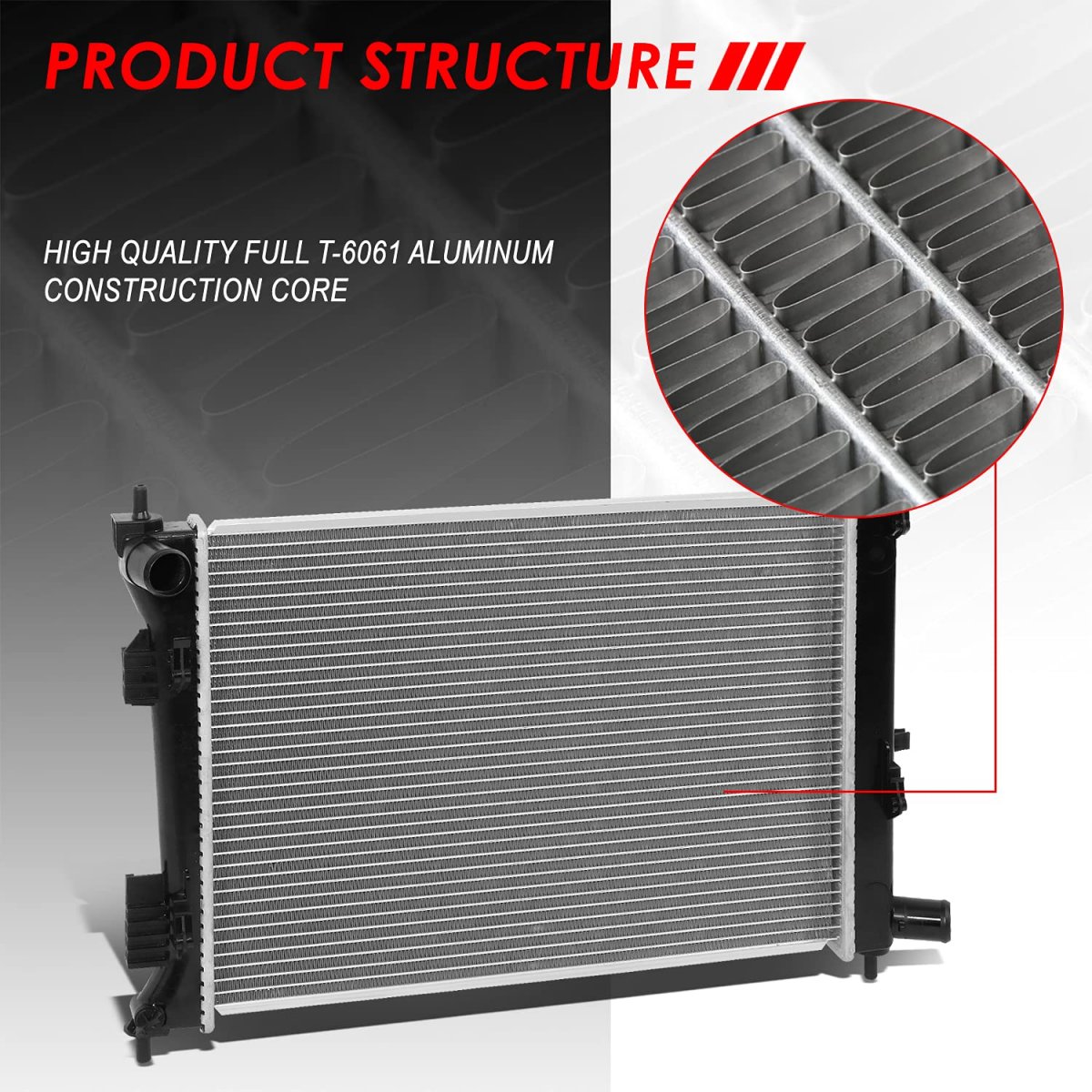 Dpi 13252 Factory Style 1-row Cooling Radiator For Accent Veloster Rio 1 6l Non Turbo 12-17 Aluminum Core
