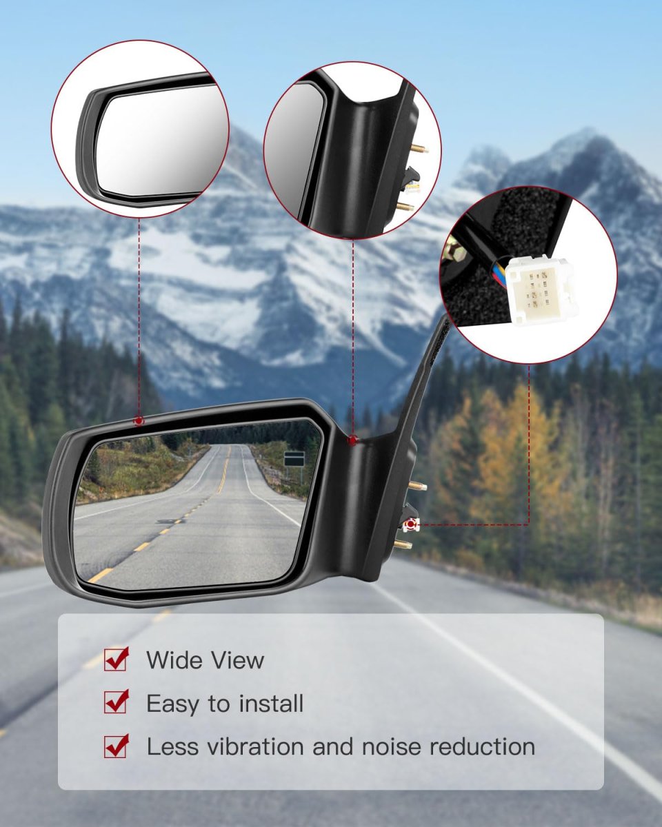 Left Side View Mirror For 2007 To 2011 Nissan Altima Sedan And Hybrid Power Adjustment Non Folding Heated Driver Black