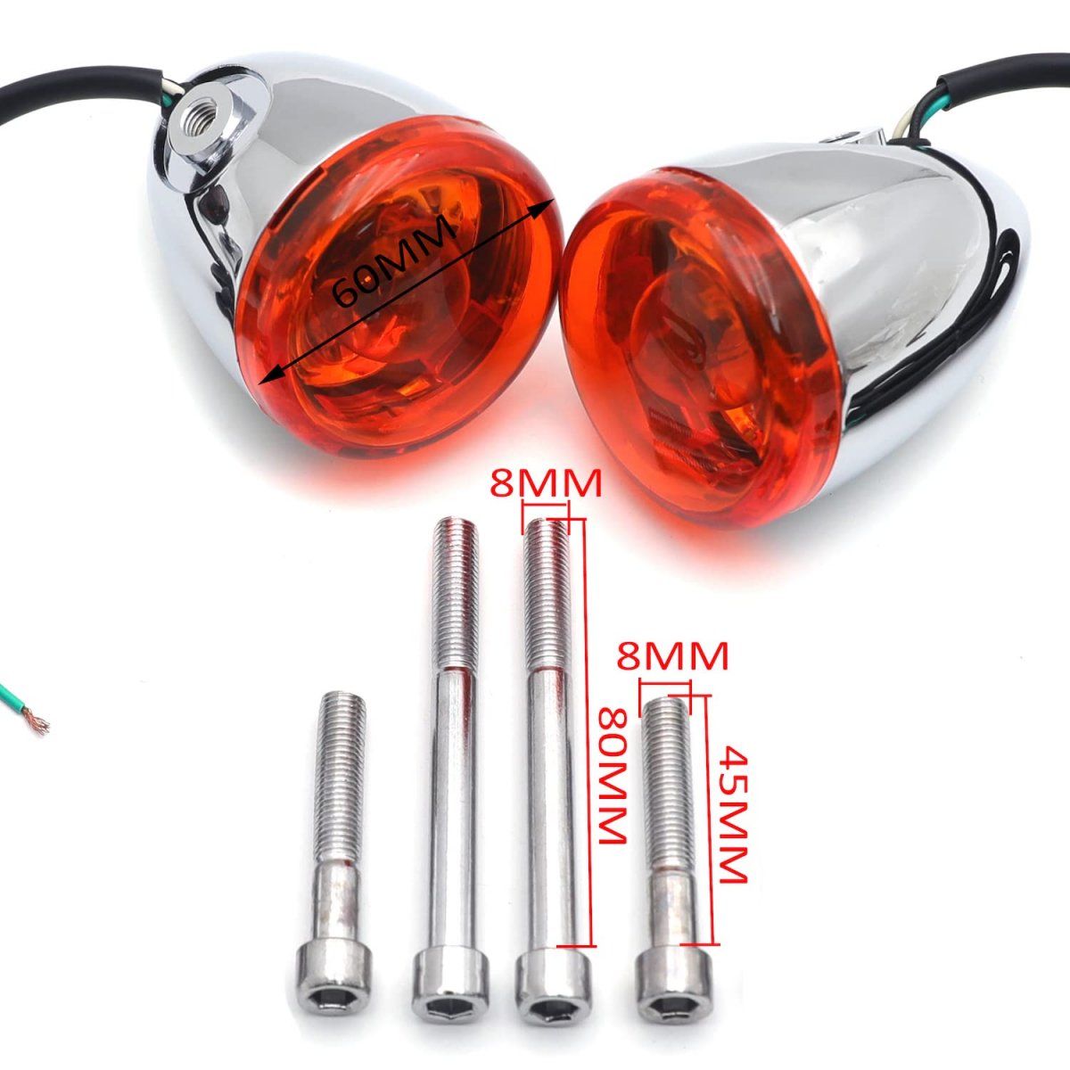 Amber Rear Turn Signal Light Indicator For H-d Xl883 1200 Flsb Fxst Flde Flhc Chrome Billet Aluminum Waterproof Mt224-021-cd