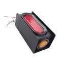 Tail Light Box With 6 In Oval Lights And 2 Round Marker Waterproof Rear Led Assemblies For Trucks Black Powder Coated Steel 