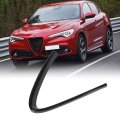 Replacement For Alfa Romeo Giulia Stelvio 2017-2020 Front Bumper Grill Cover Glossy Black Grille Trim Decorative V Shape Frame