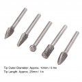 Tungsten Steel Rotary File 5pcs Double Cut Carbide Burrs Set 1 4 Inch Shank Burr Files For Carving Polishing Engraving 6mm Head