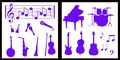 Auto Vynamics Stickerpack-musicset01-10-gblu Gloss Blue Vinyl Detailed Musical Instruments Sticker Pack Features Rock Band 