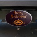 Happy Halloween Holiday Pumpkin Jack-o-lantern Bats Oval Tow Trailer Hitch Cover Plug Insert